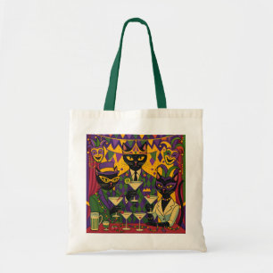 Retro-futuristische Mardi-Gras-Black-Cat-Martini-C Tragetasche