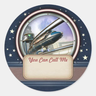 Retro futuristische runder aufkleber