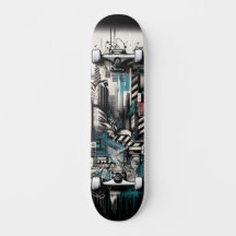 Retro-futuristische Tech-Street-Art-Skateboard 2