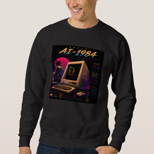Retro-futuristischer AI-Roboter-Computer-Vaporwave Sweatshirt (Vorderseite)