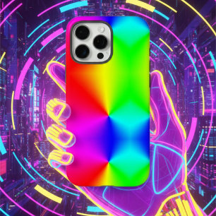 Retro-futuristischer Regenbogen-Neon-Glitch Blau P iPhone 16 Pro Max Hülle