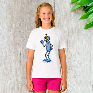 Retro-futuristischer Roboter-Charakter winkend T-Shirt