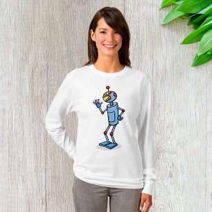 Retro-futuristischer Roboter-Charakter winkend T-Shirt