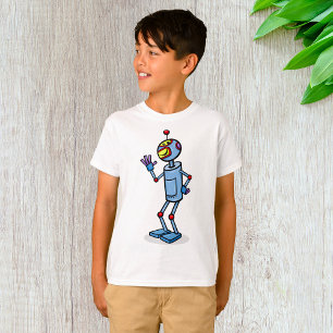 Retro-futuristischer Roboter-Charakter winkt T-Shirt