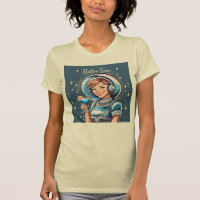 Retro-futuristisches Astro-Mädchen Martini-Zeit