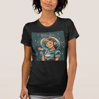 Retro Futuristisches Astro Mädchen Martini Zeit T-Shirt