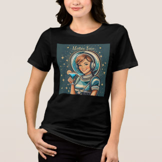 Retro Futuristisches Astro Mädchen Martini Zeit Tri-Blend Shirt