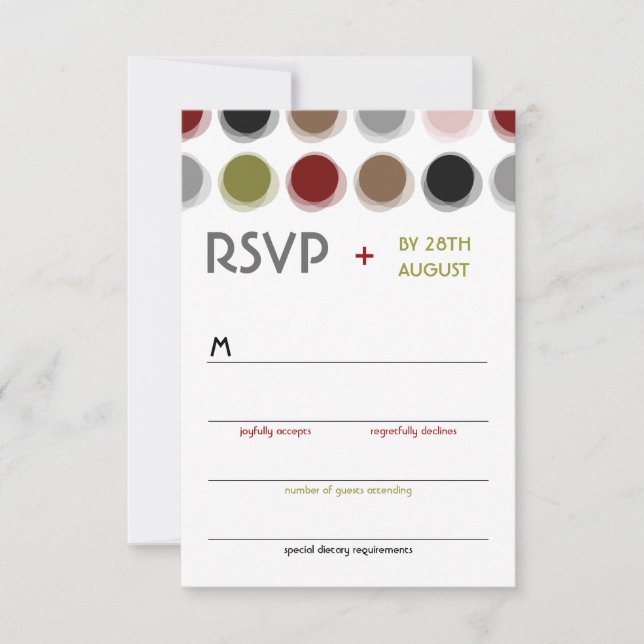 Retro Fuzzy Dots Mod Art Wedding RSVP (Vorderseite)