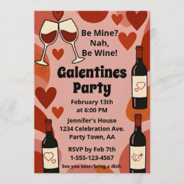 Retro Galentine Be Wine Fun Party Personalized Einladung