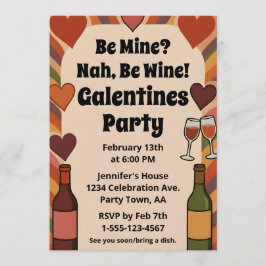 Retro Galentine Be Wine Funny Party Personalized Einladung