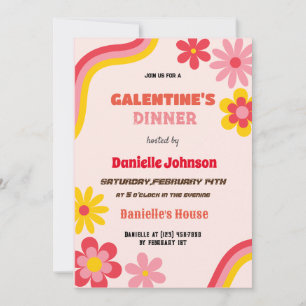 Retro Galentines Day Einladung, Galentiner Dinner Feiertagskarte