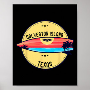 Retro Galveston Island Strand Texas Strand Surfen Poster