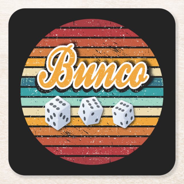 Retro Game Night Dice Bunco Rechteckiger Pappuntersetzer (Vorderseite)