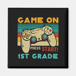 Retro Game On Drück Start 1. Klasse Gamer Rückseit Magnet