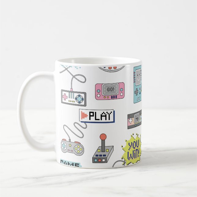 Retro-Gamecontroller: Farbenloses Muster Kaffeetasse (Links)