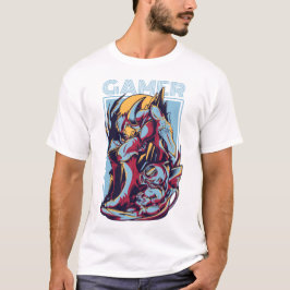 Retro-Gamer-Alien-Monster-Vintage-Arcade-Grafik T-Shirt