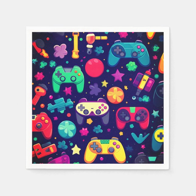 Retro Gamer Arcade Birthday Party Napkins Serviette (Vorderseite)