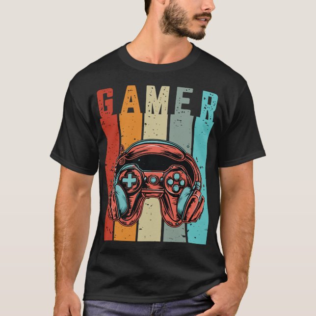 Retro Gamer Art - Vintager Gaming-Controller T-Shirt (Vorderseite)
