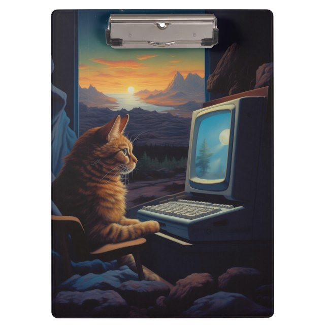 Retro Gamer Cat | 8-Bit Pixel Art Gaming Klemmbrett (Vorderseite)