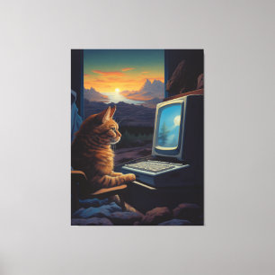 Retro Gamer Cat   8-Bit Pixel Art Gaming Leinwanddruck