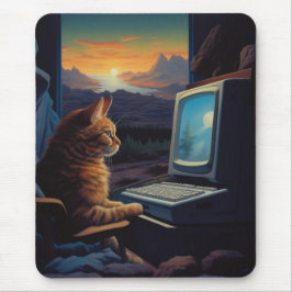 Retro Gamer Cat | 8-Bit Pixel Art Gaming Mousepad