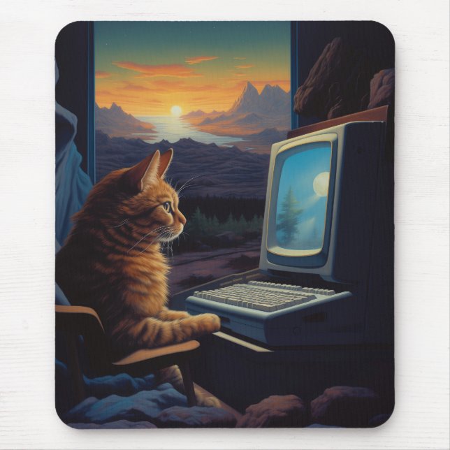 Retro Gamer Cat | 8-Bit Pixel Art Gaming Mousepad (Vorne)