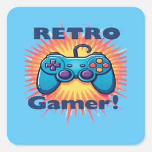 Retro Gamer Controller Design für klassisches Gami Quadratischer Aufkleber