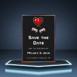 Retro Gamer Gaming Liebhaber Geek Funny Nerdy Simp Save The Date<br><div class="desc">Überraschen Sie Ihre Gäste mit diesen lustigen Save the Date-Karten mit romantischen Gaming-Illustrationen. Fügen Sie einfach Ihre Daten hinzu,  indem Sie auf die Option "Personalisieren Sie diese Vorlage" klicken.</div>