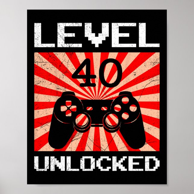 Retro-Gamer hat Level 40 freigeschaltet Controller Poster (Vorne)