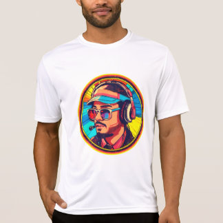 Retro Gamer Headset Neon Vibes T-Shirt