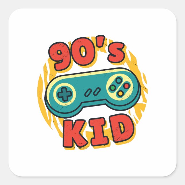 Retro Gamer Joystick-Geschenk für 90er Gamer-Kinde Quadratischer Aufkleber (Vorderseite)