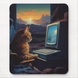 Retro Gamer Katze   8-Bit Pixel-Art-Gaming Mousepad
