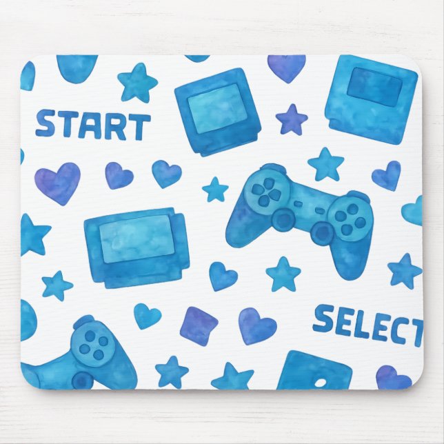 Retro Gamer Mouse Pad - Blue Video Game Controller Mousepad (Vorne)