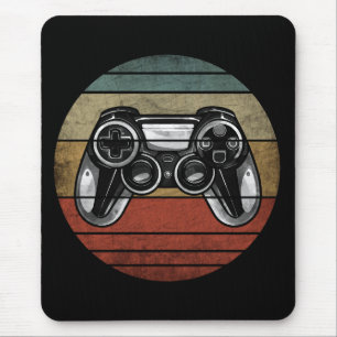 Retro-Gamer Schwarz-Weiß Mousepad