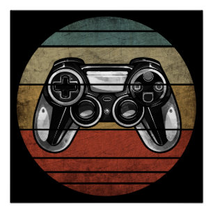 Retro-Gamer Schwarz-Weiß Poster