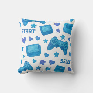 Retro Gamer Throw Kissen - Blaues Videospiel