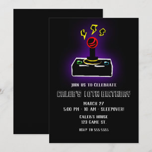 Retro-Gamer-Videospiel-Joystick-Controller-Party Einladung
