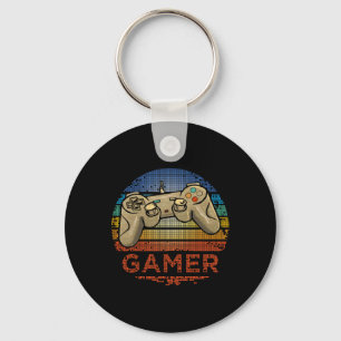 Retro-Gamer-Videospiel-Player Jungen Mädchen Teena Schlüsselanhänger
