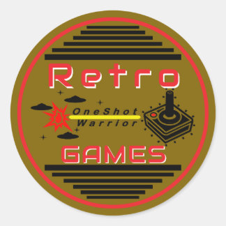 Retro Games Gold Runder Aufkleber