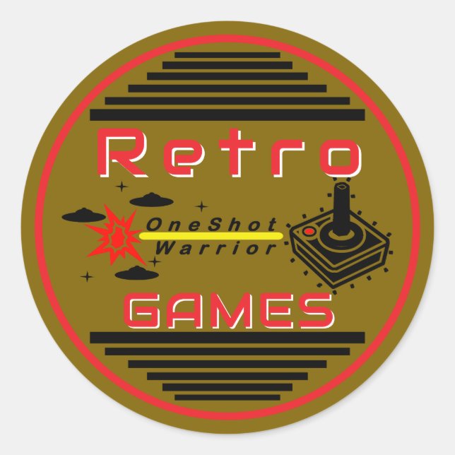 Retro Games Gold Runder Aufkleber (Vorderseite)
