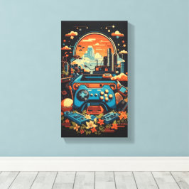 Retro Gaming City Leinwanddruck