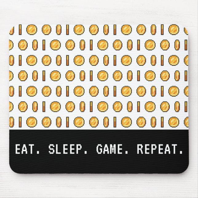 Retro-Gaming-Coins Pixel-Muster Mousepad (Vorne)
