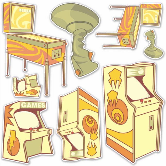Retro Gaming Icon Set Sticker (Vorderseite)