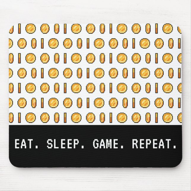 Retro-Gaming-Münzen Pixelmuster Mousepad (Vorne)