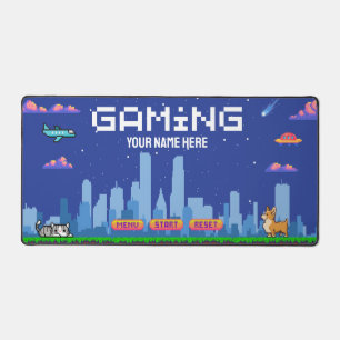Retro Gaming Pixel Art Desk Mat - Gamer Setup Schreibtischunterlage