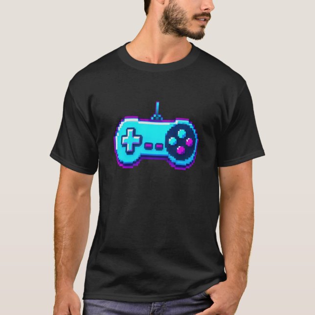 Retro Gaming Pixel Controller T-Shirt (Vorderseite)