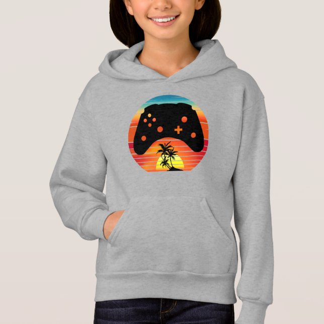 RETRO GAMING SUNSET HOODIE (Vorderseite)