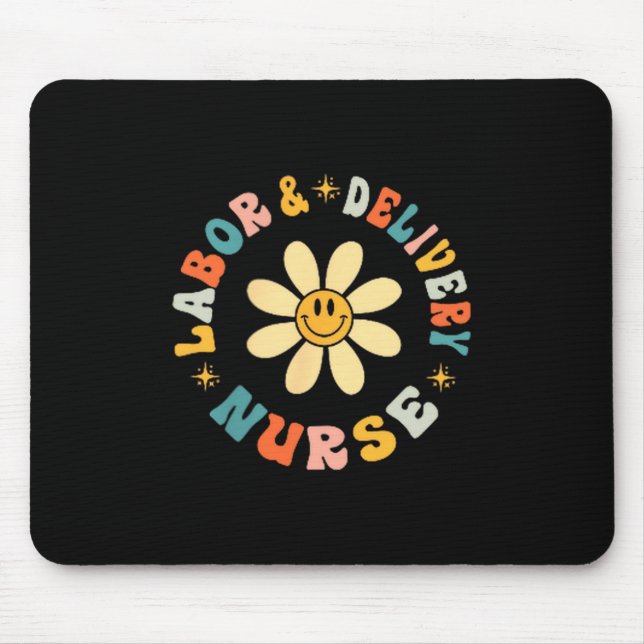 Retro-Gänseblümchen-Blume Geburts- und Entbindungs Mousepad (Vorne)