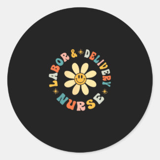 Retro-Gänseblümchen-Blume Geburts- und Entbindungs Runder Aufkleber