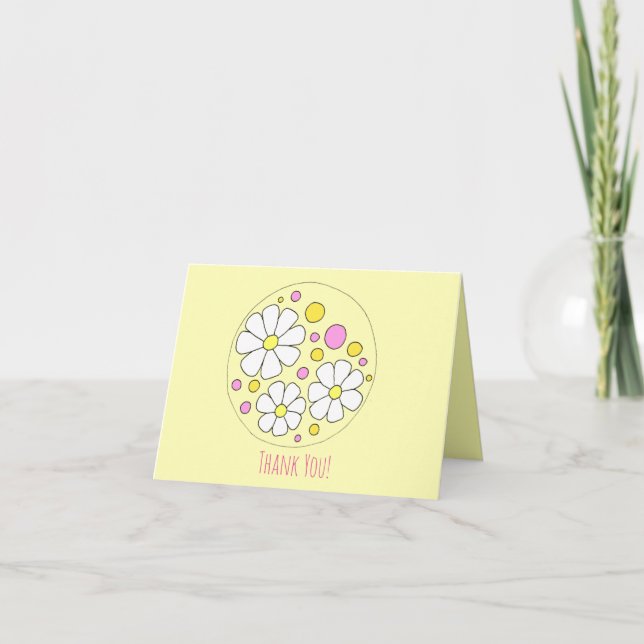 Retro Gänseblümchen-Blumen danken Ihnen zu merken Dankeskarte (Vorderseite)